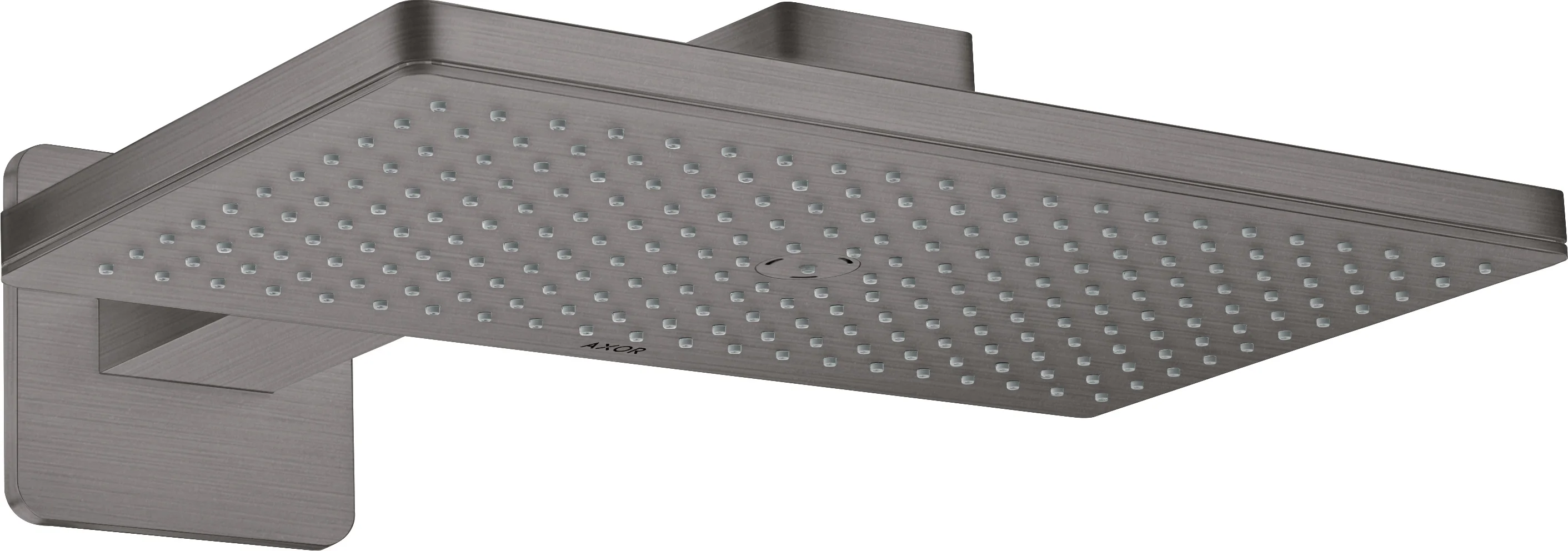 Hansgrohe AXOR ShowerSolutions Kopfbrause 460/300 1jet mit Brausearm SoftCube Rosette, Brushed Black Chrome, 466 x 270 mm, 19 l/min Durchfluss, Wandmontage, G 1/2 Anschluss