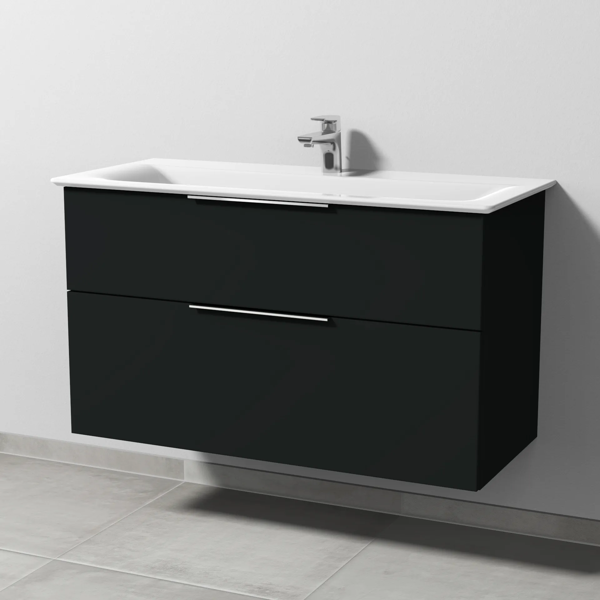 Sanipa Waschtischunterschrank „3way“ passend zu Keramik-Waschtische Connect Air von Ideal Standard 990 × 585 × 437 mm in Vulkan (matt)