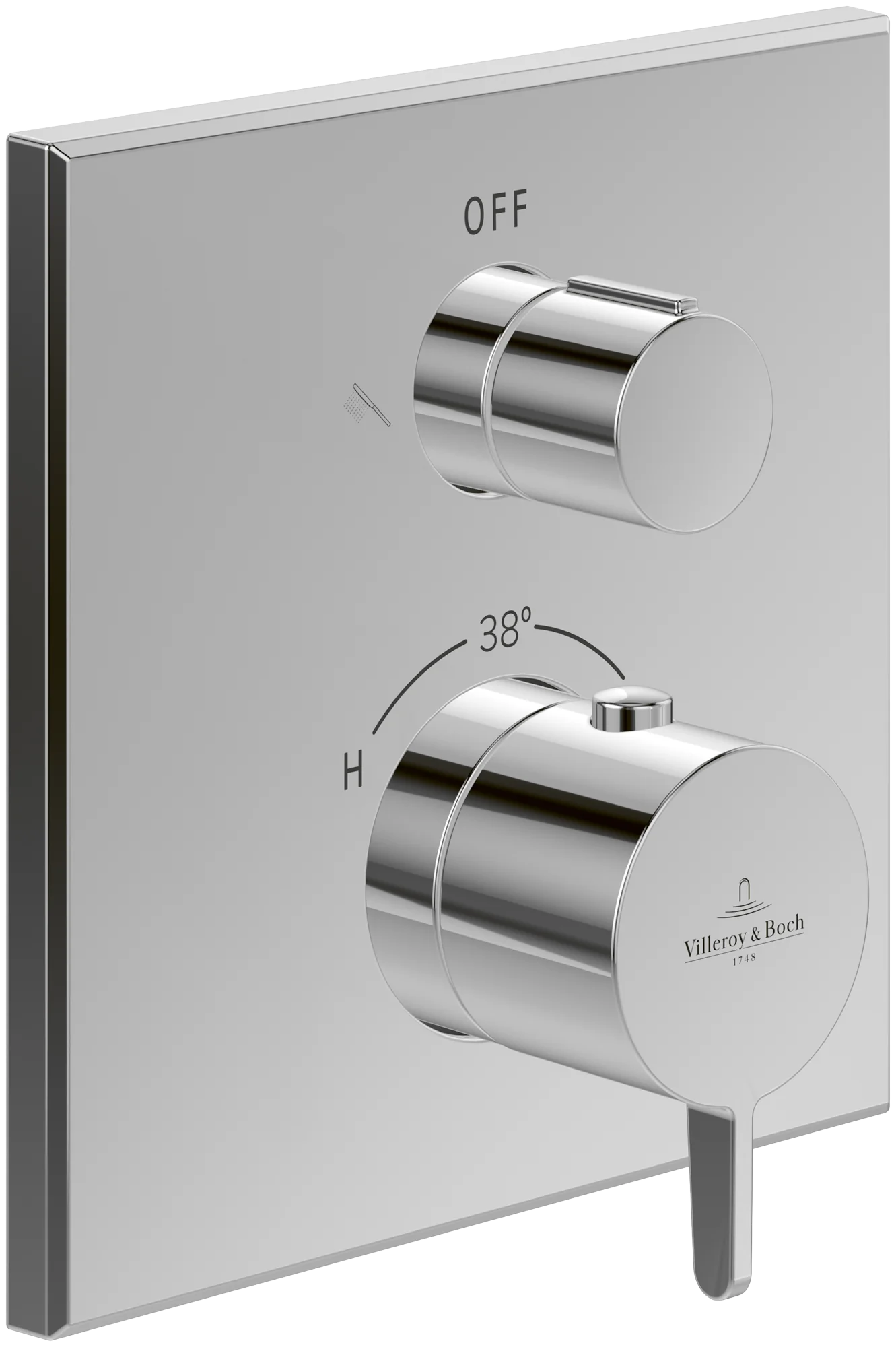 Villeroy & Boch Duscharmatur Conum TVS127003000 - Unterputz-Thermostat mit Zweiwege-Mengenregulierung, Chrom, 215 x 172 x 180 mm
