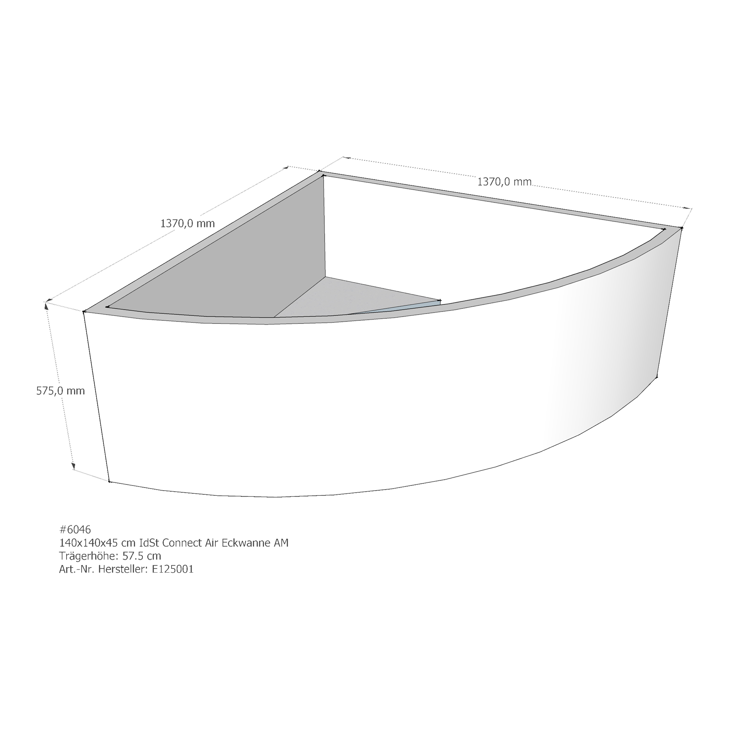 Badewannenträger für Ideal Standard Connect-Air 140 × 140 × 45 cm Badewannenträger für Ideal Standard Connect-Air 140 × 140 × 45 cm