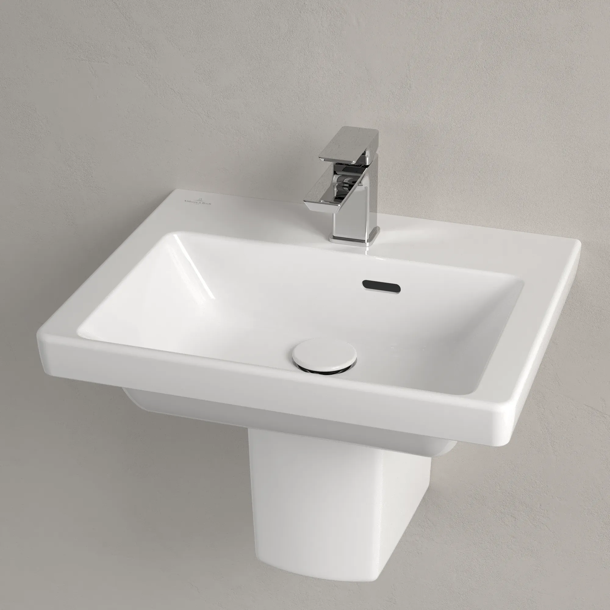 Villeroy & Boch Handwaschbecken „Subway 3.0“ 500 × 400 × 145 mm, ohne Hahnlochbohrung, Hahnlochposition mittig in Weiß Alpin Villeroy & Boch Handwaschbecken „Subway 3.0“ 500 × 400 × 145 mm, ohne Hahnlochbohrung, Hahnlochposition mittig in Weiß Alpin