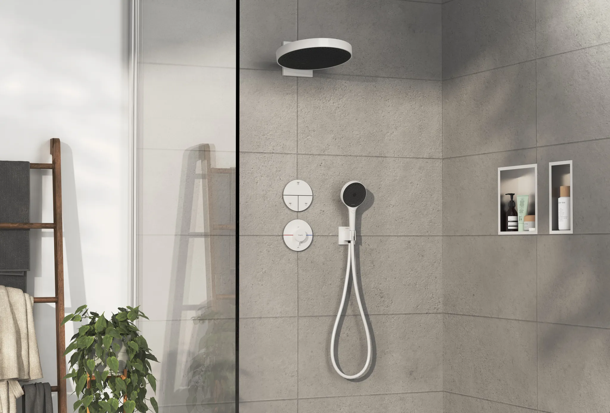 Hansgrohe ShowerSelect Comfort S Thermostat Unterputz für 1 Verbraucher und einen zusätzlichen Abgang, Mattweiß Hansgrohe ShowerSelect Comfort S Thermostat Unterputz für 1 Verbraucher und einen zusätzlichen Abgang, Mattweiß