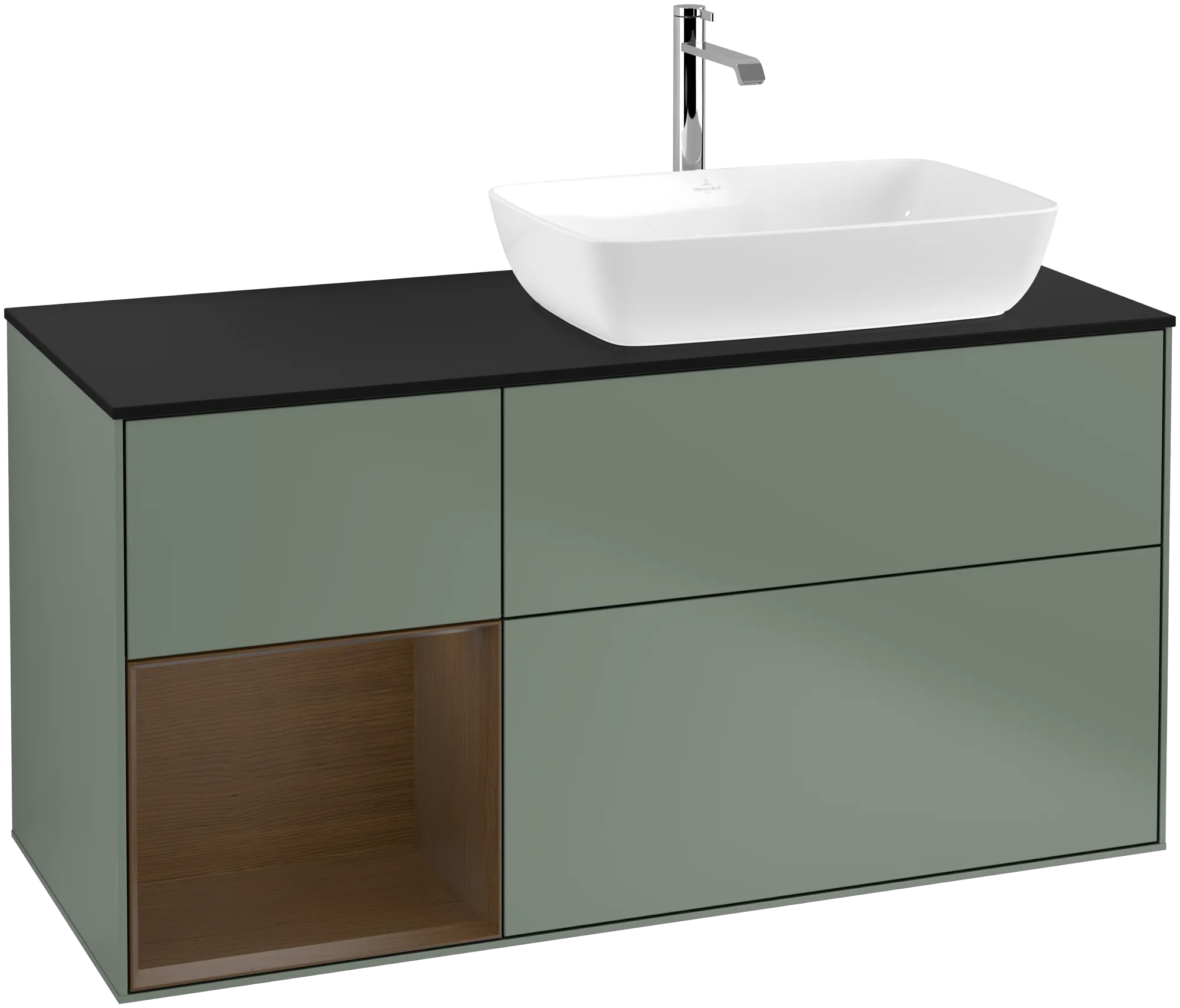 Villeroy & Boch Finion Waschbeckenunterschrank F80 1200x603x501mm Olive Matt/Glass Black Matt