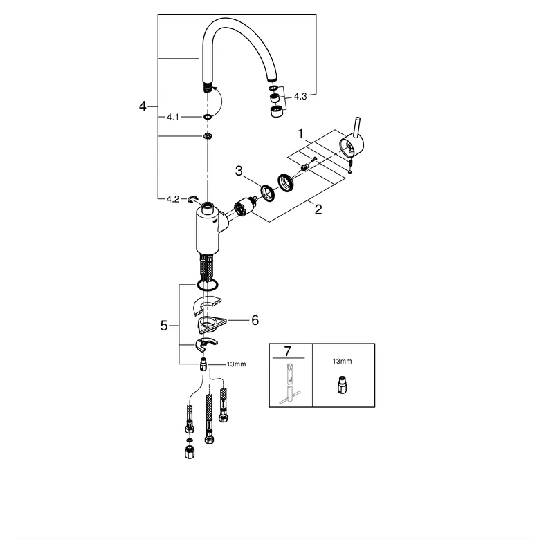 Einhand-Spültischbatterie Concetto 31132_1, hoher Auslauf, Einlochmontage, Niederdruck für offene Warmwasserbereiter, chrom