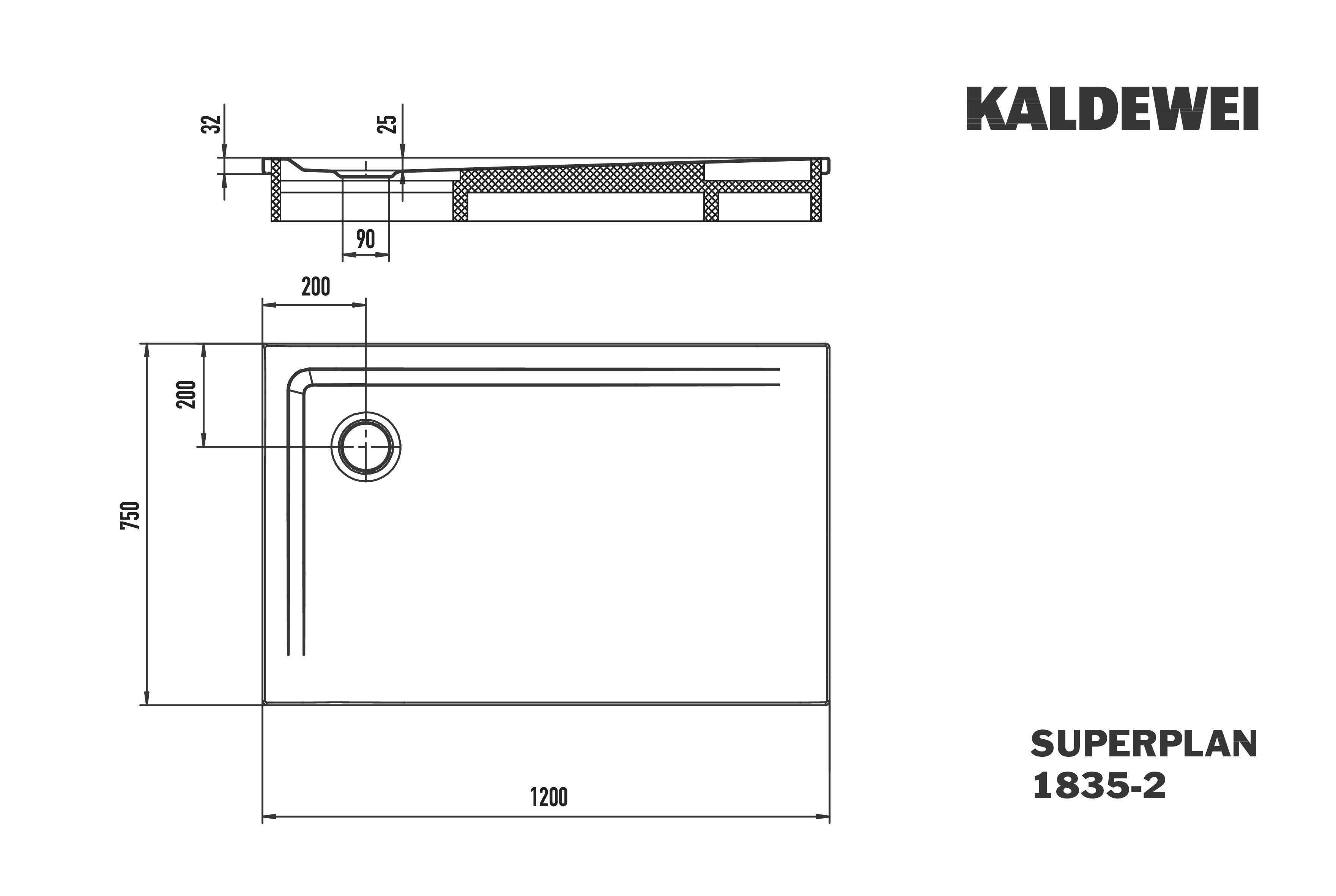 Kaldewei Duschwanne „Superplan“ 75 × 120 cm