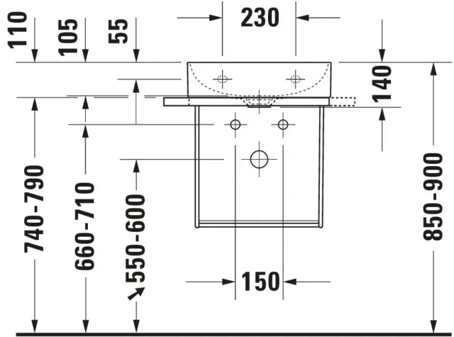 Wandwaschtisch „DuraSquare“, ohne Überlauf, Hahnlochposition mittig Wandwaschtisch „DuraSquare“, ohne Überlauf, Hahnlochposition mittig