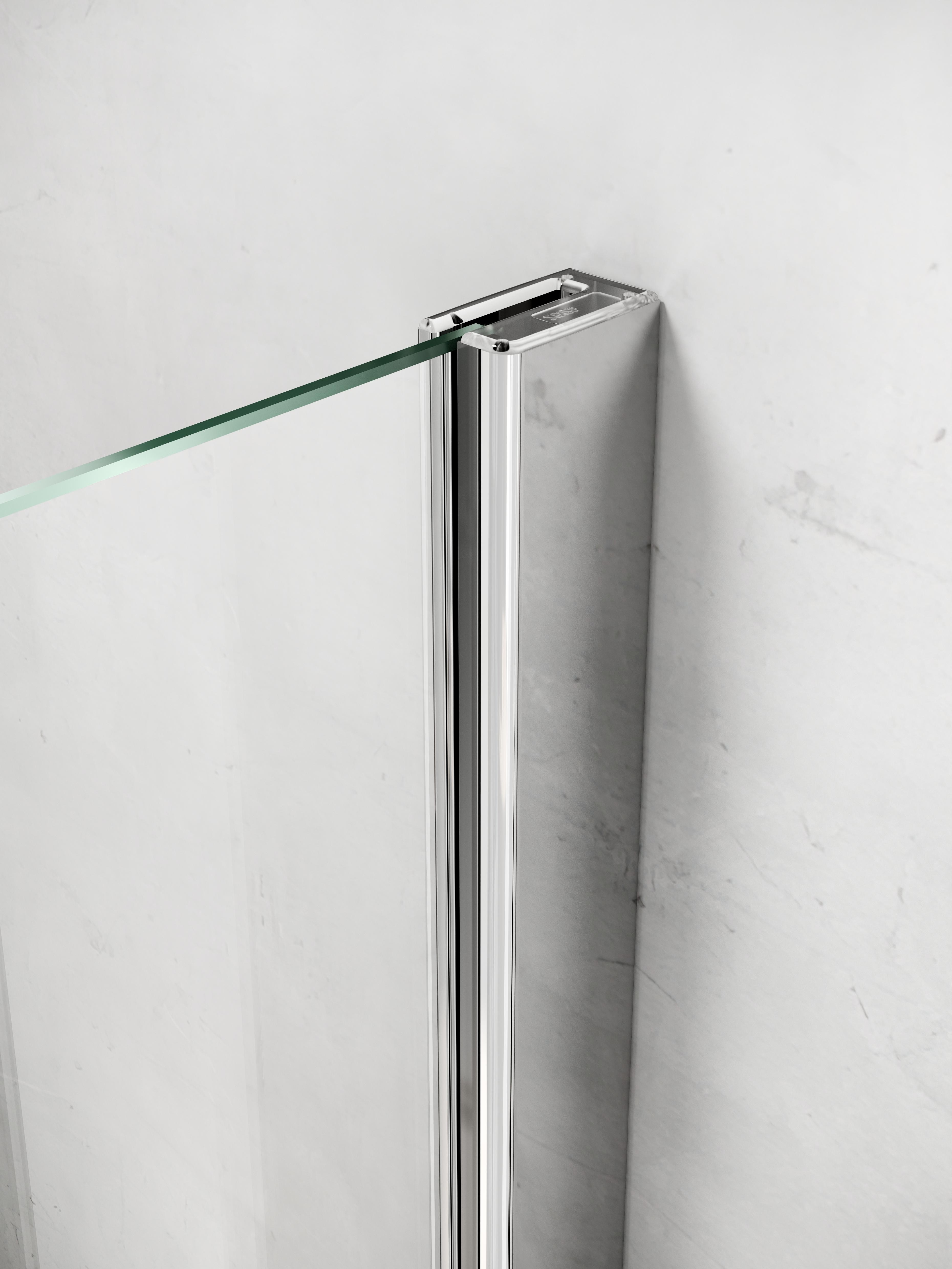 HSK teilgerahmte Eckeinstieg pendelbar 4-teilig „Exklusiv 2.0“ Glas Linea 01 (80 cm), Profile Alu Silber-matt, H: 2000 mm