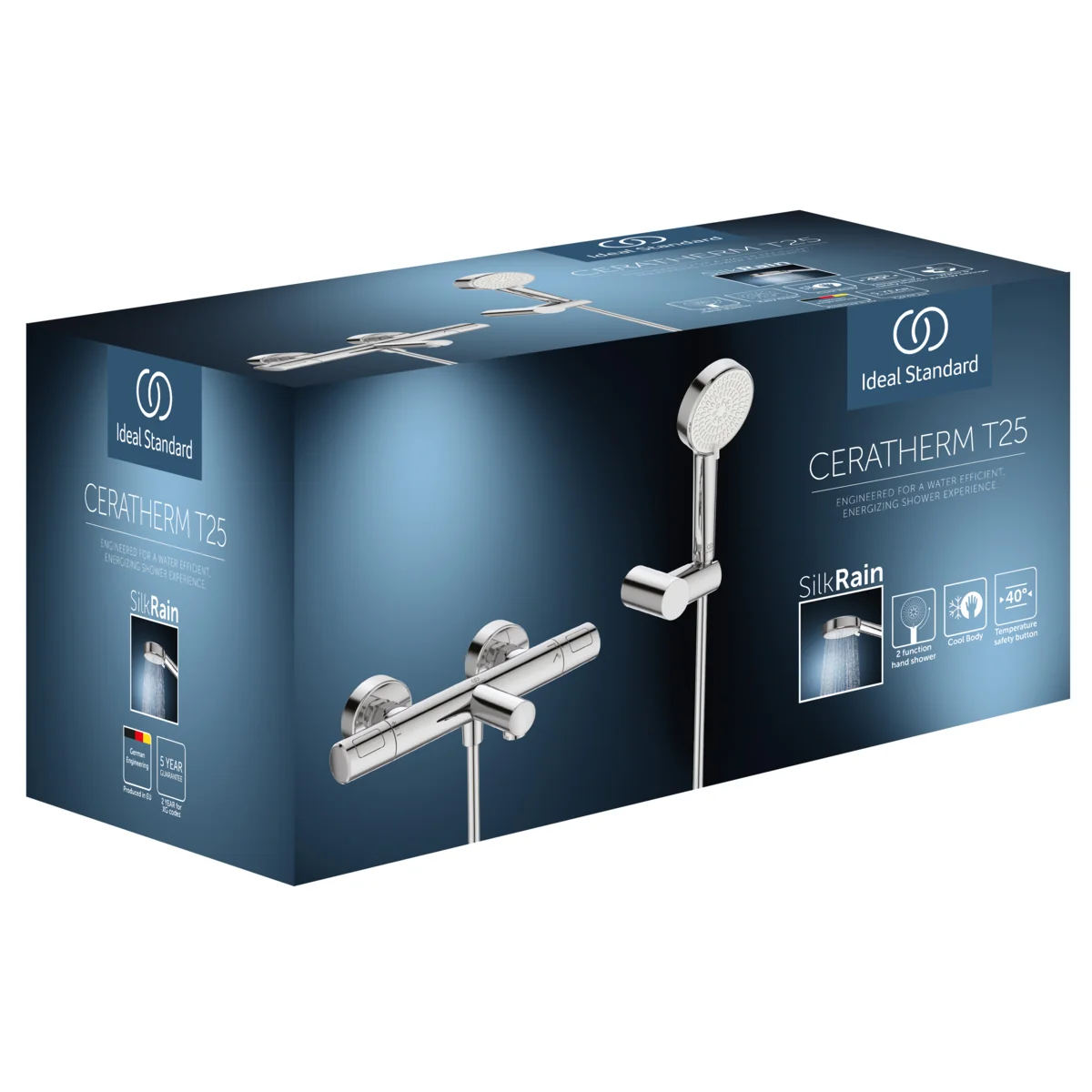 Ideal Standard Ceratherm T25 N Badearmatur mit Handbrause-Set Chrom