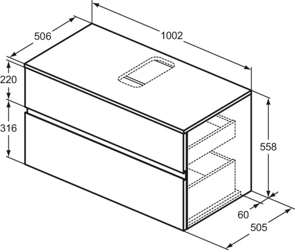 Ideal Standard Waschtischunterschrank „Finesse“ 100,2 × 55,8 × 50,5 cm Eiche weiß Ideal Standard Waschtischunterschrank „Finesse“ 100,2 × 55,8 × 50,5 cm Eiche weiß