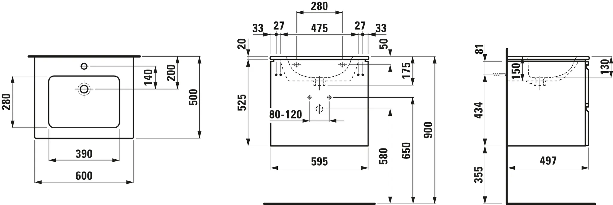 Laufen Badmöbelset inkl. Waschtisch „PRO S“ 600 × 500 × 545 mm Laufen Badmöbelset inkl. Waschtisch „PRO S“ 600 × 500 × 545 mm