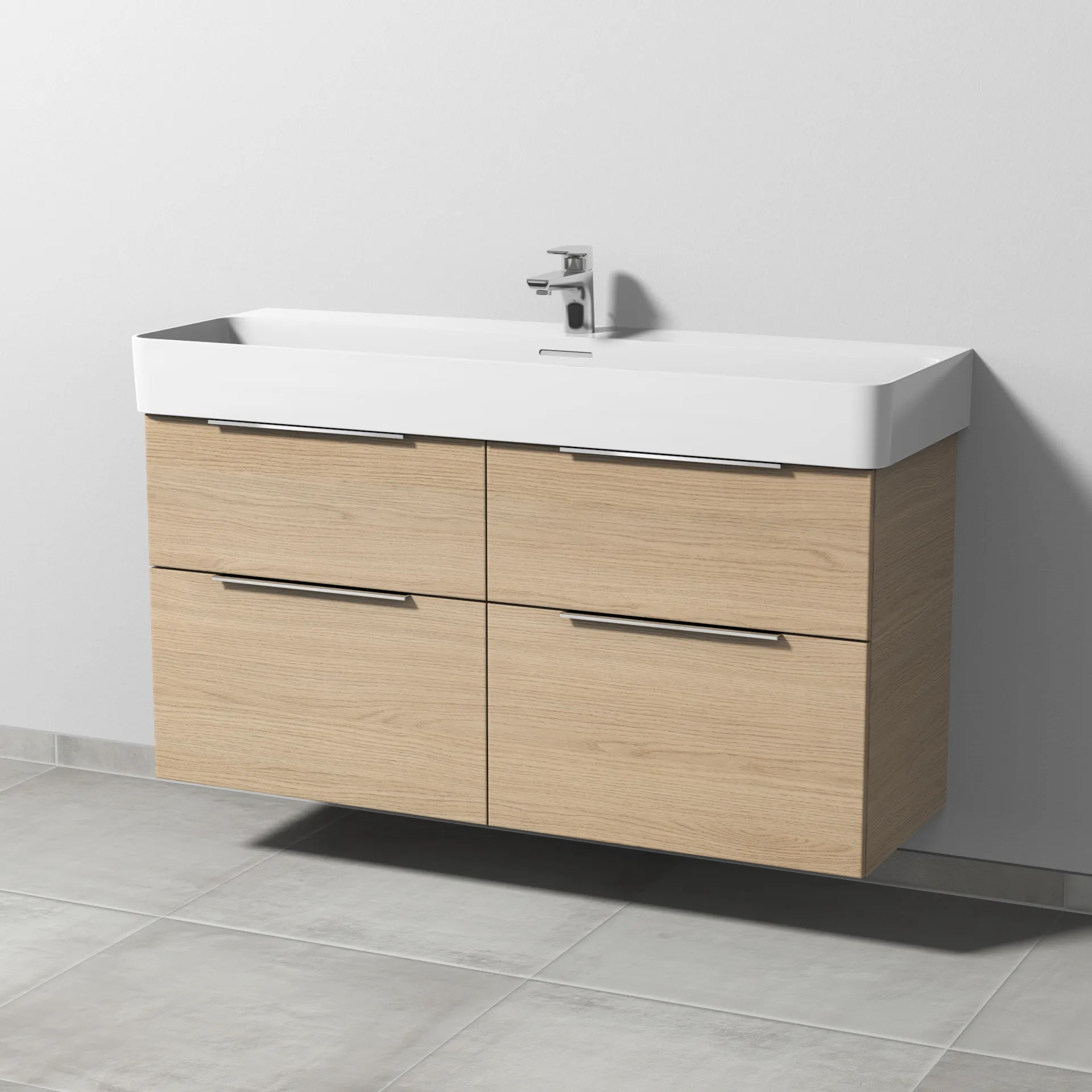 Sanipa Waschtischunterschrank „3way“ passend zu Keramik-Waschtische VAL von Laufen 1160 × 588 × 397 mm in Eiche Nordic