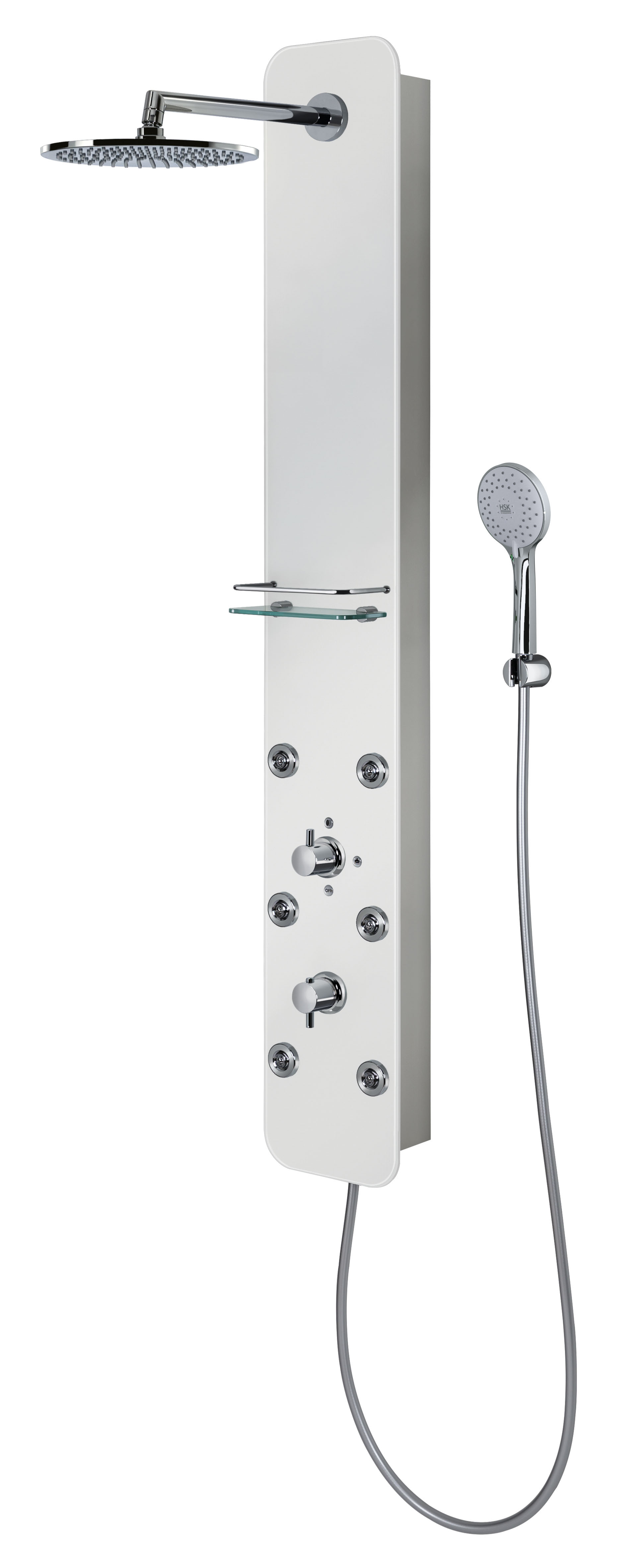 HSK gerahmte Schiebetür 3-teilig „Favorit“ Glas Chinchilla, Profile Weiß, H: 1850 mm HSK gerahmte Schiebetür 3-teilig „Favorit“ Glas Chinchilla, Profile Weiß, H: 1850 mm