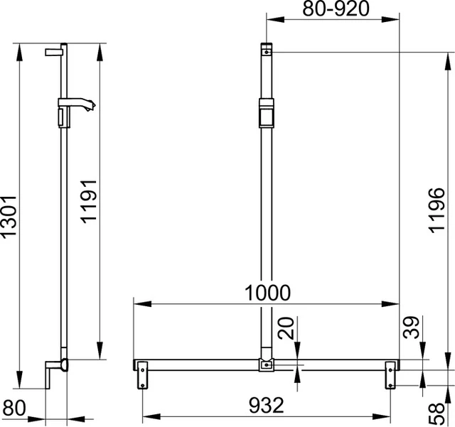 KEUCO AXESS Duschhandlauf mit Brausestange 1000⁄1300 mm schwarz matt KEUCO AXESS Duschhandlauf mit Brausestange 1000⁄1300 mm schwarz matt