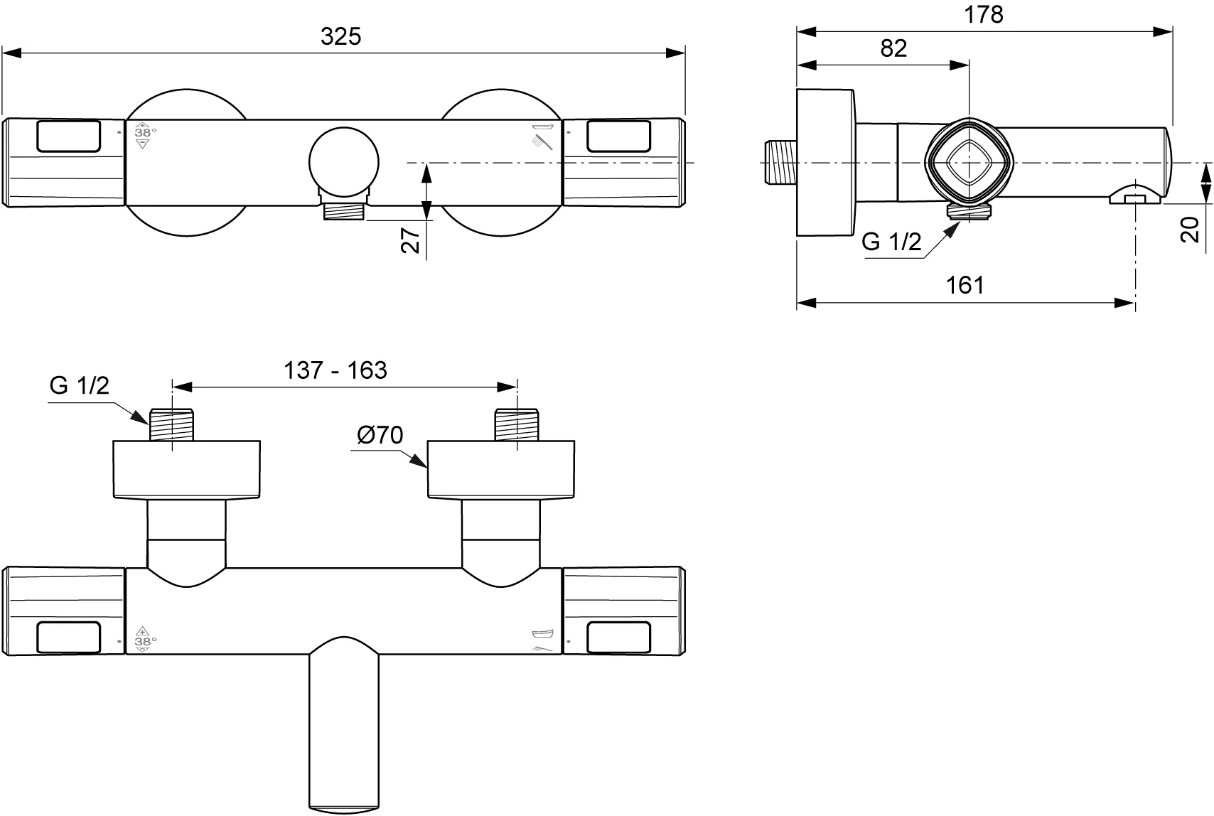 Villeroy & Boch Duschthermostat Universal Showers, rund, Chrom, 325 x 185 x 70 mm, Thermostatfunktion, Cool Tap, Wandmontage Villeroy & Boch Duschthermostat Universal Showers, rund, Chrom, 325 x 185 x 70 mm, Thermostatfunktion, Cool Tap, Wandmontage
