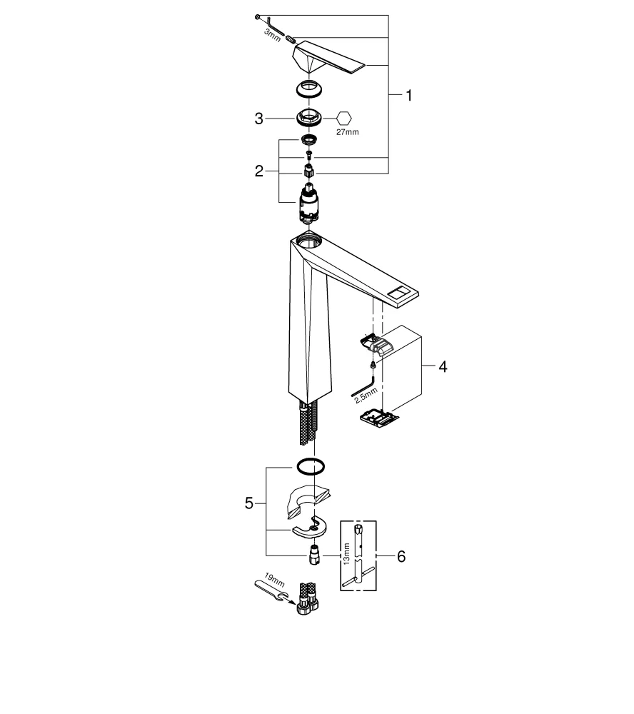 Grohe Allure Brilliant Einhand-Waschtischbatterie, XL-Size, Einlochmontage, hard graphite gebürstet Grohe Allure Brilliant Einhand-Waschtischbatterie, XL-Size, Einlochmontage, hard graphite gebürstet