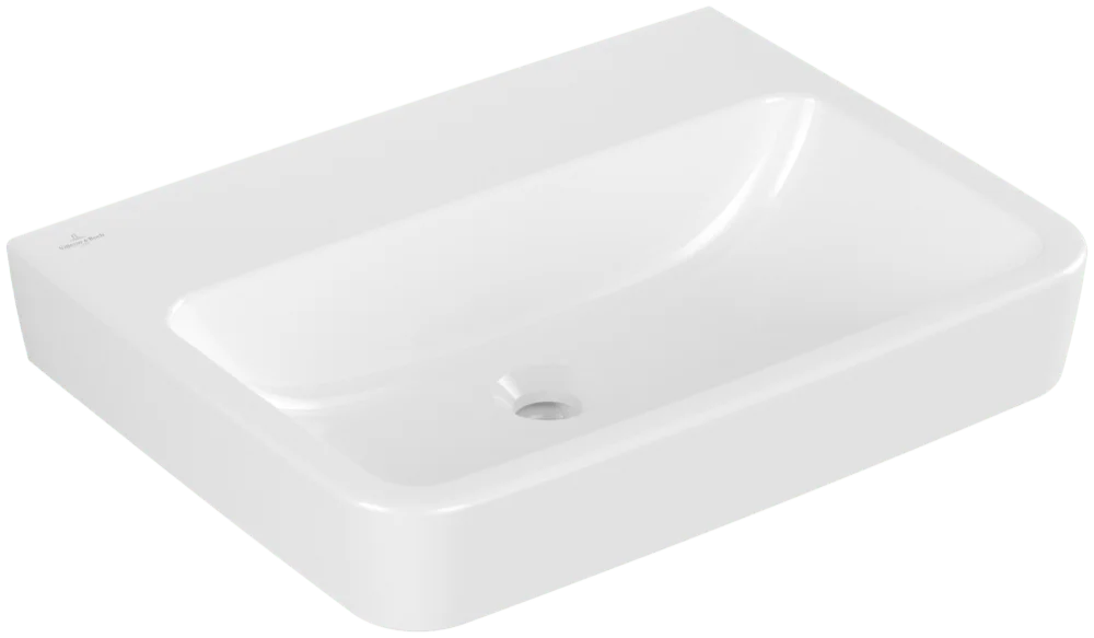 Villeroy & Boch O.novo Wandwaschbecken 600x460x175 mm, weiß Alpin AntiBac CeramicPlus, eckig, rechteckige Innenform, ohne Überlauf, glänzende Oberfläche