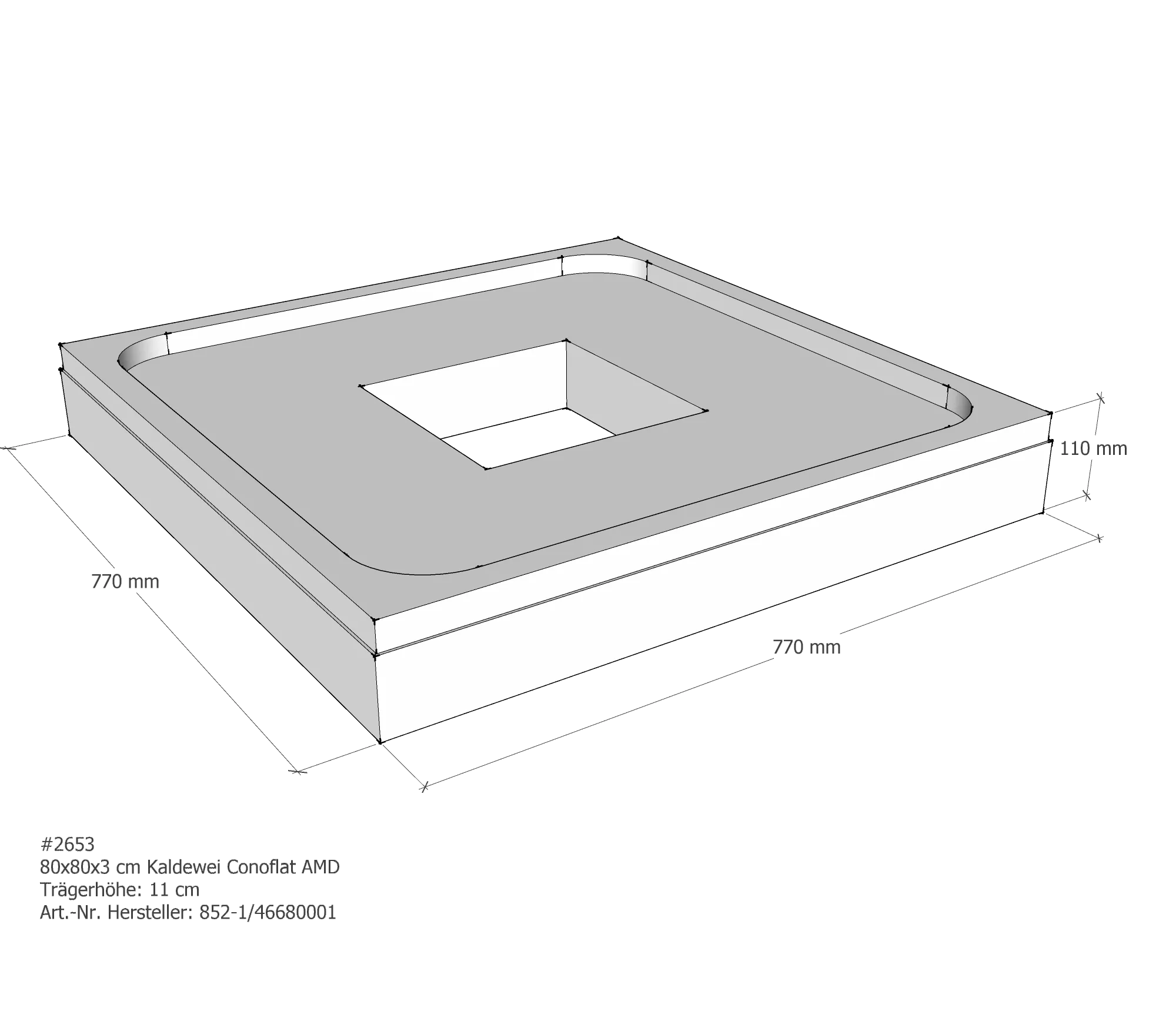 Duschwannenträger für Kaldewei Conoflat 80 × 80 × 2,3 cm Breite: 80 cm / Länge: 80 cm Duschwannenträger für Kaldewei Conoflat 80 × 80 × 2,3 cm Breite: 80 cm / Länge: 80 cm