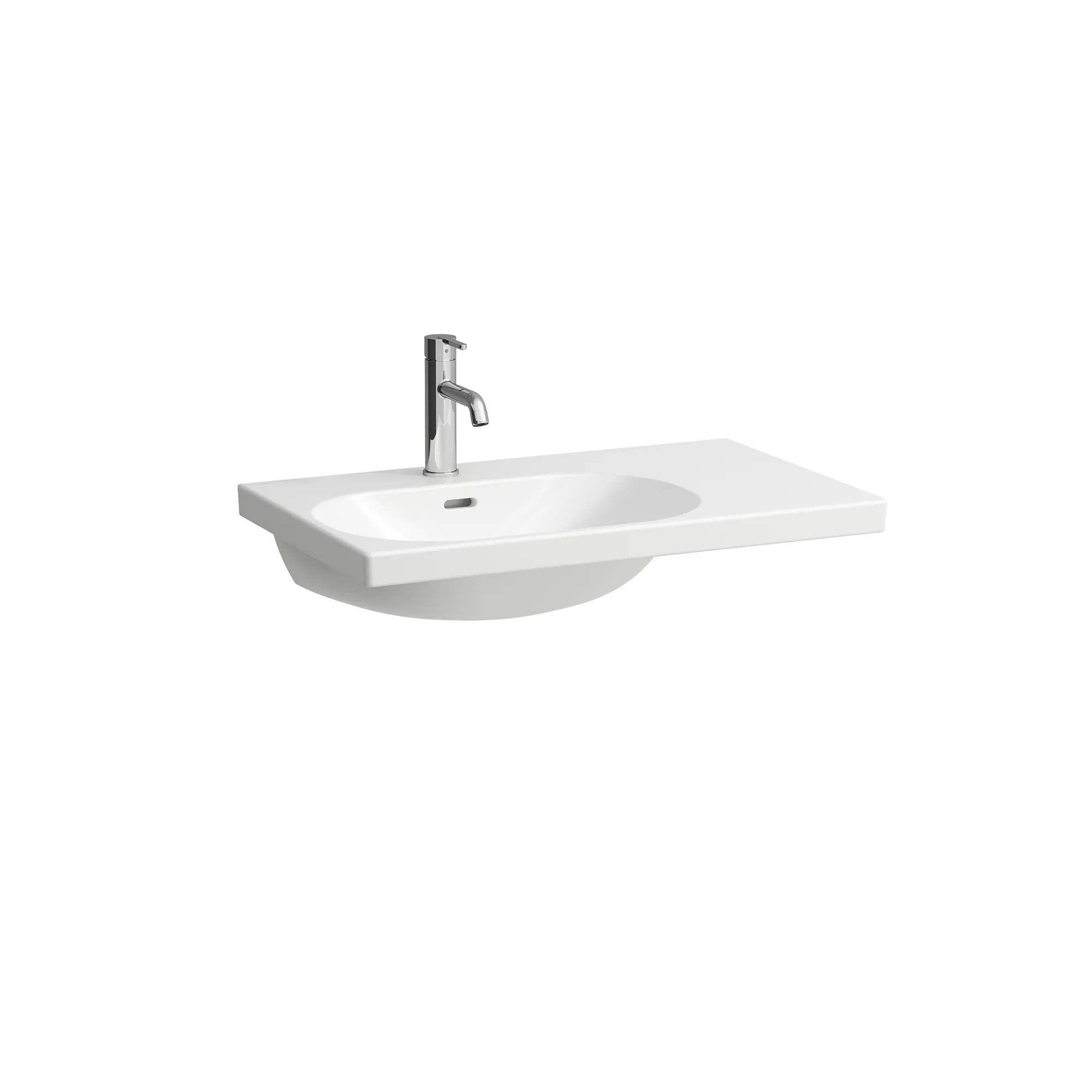 Waschtisch LUA 460x750x180 asymmetrisch Becken links 1 Hahnloch mit Überlauf weiß