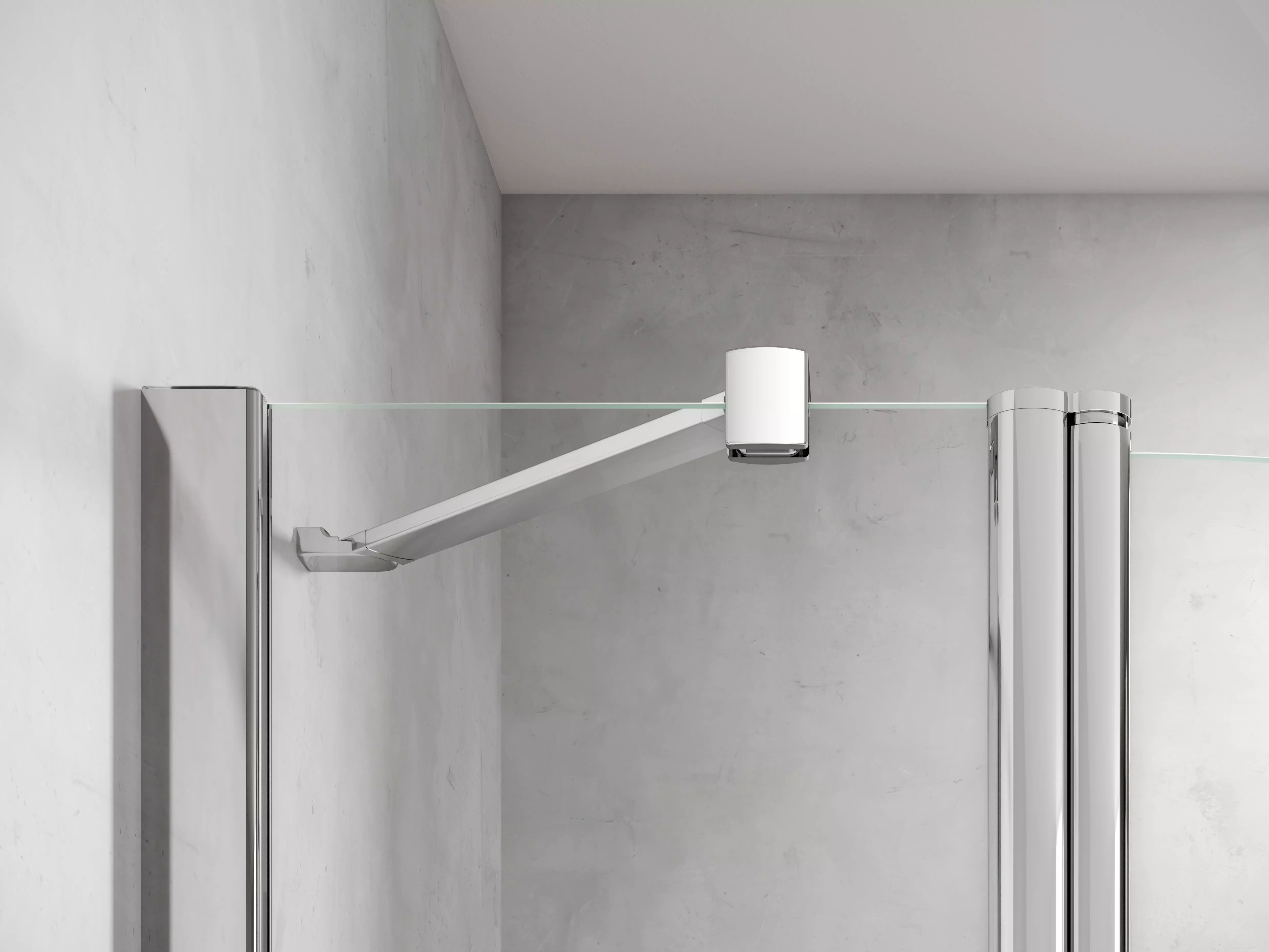 HSK teilgerahmte Seitenwand „Exklusiv 2.0“ 90 × 200 cm Glas Nebel, Profile Chromoptik (Alu Hochglanz poliert)