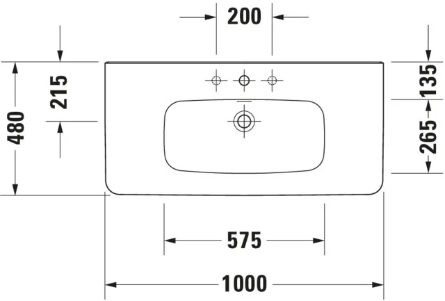 Wandwaschtisch „DuraStyle“, mit Überlauf, Hahnlochposition mittig Wandwaschtisch „DuraStyle“, mit Überlauf, Hahnlochposition mittig