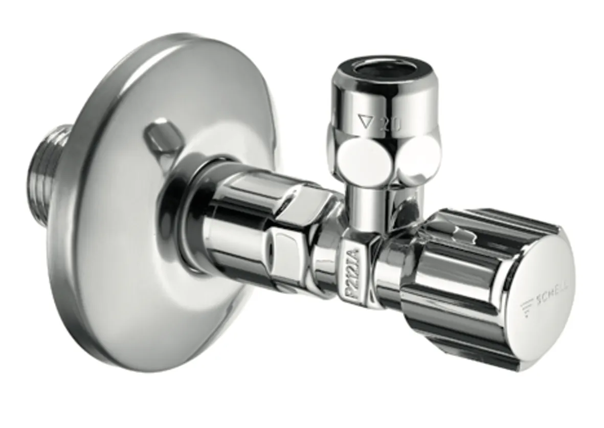 Eckventil mit Regulierfunktion COMFORT, COMFORT-Griff, Schubrosette Ø 63 mm, DN 15 G 1/2 AG, Ø 10 mm (DN 10 G 3/8 AG), chrom Eckventil mit Regulierfunktion COMFORT, COMFORT-Griff, Schubrosette Ø 63 mm, DN 15 G 1/2 AG, Ø 10 mm (DN 10 G 3/8 AG), chrom