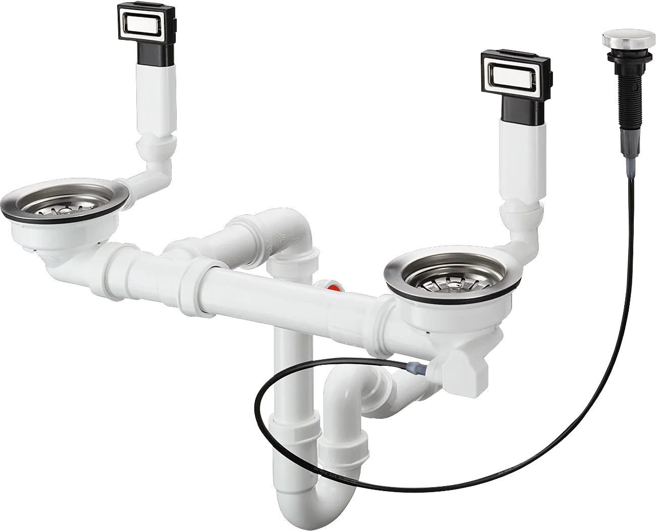 Hansgrohe D15-11 Automatische Ab- und Überlaufgarnitur für Doppelbecken, Edelstahl