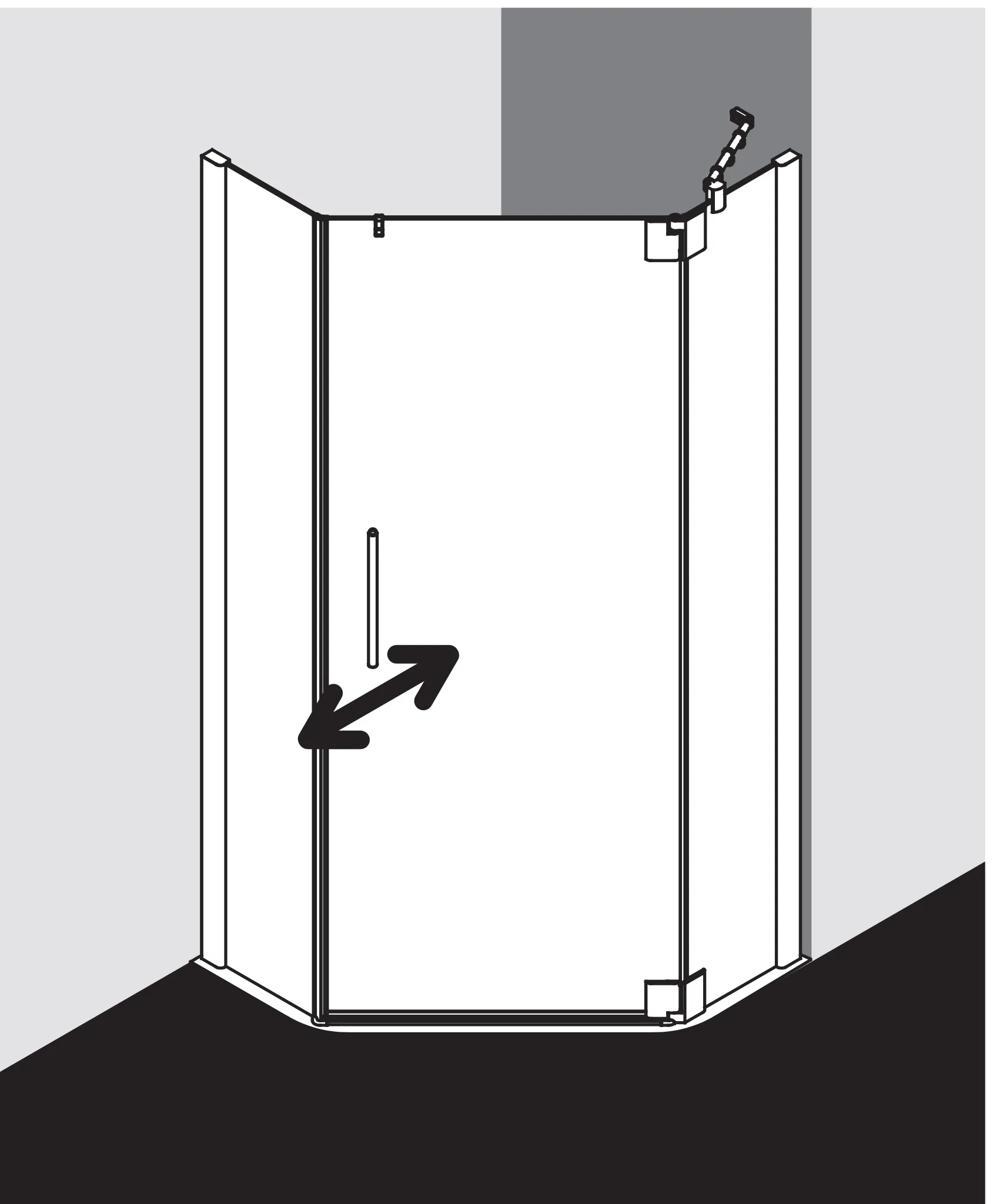 Kermi Duschdesign Fünfeck-Duschkabine mit Pendeltür rechts mit Festfeldern für gleichschenklige Wannen „PASA XP“ Glas SR Opaco, Profile Silber Hochglanz, BV: 970 - 1000 mm GAK: 955 - 985 mm WE: 980 - 1010 mm H: 1850 mm Kermi Duschdesign Fünfeck-Duschkabine mit Pendeltür rechts mit Festfeldern für gleichschenklige Wannen „PASA XP“ Glas SR Opaco, Profile Silber Hochglanz, BV: 970 - 1000 mm GAK: 955 - 985 mm WE: 980 - 1010 mm H: 1850 mm