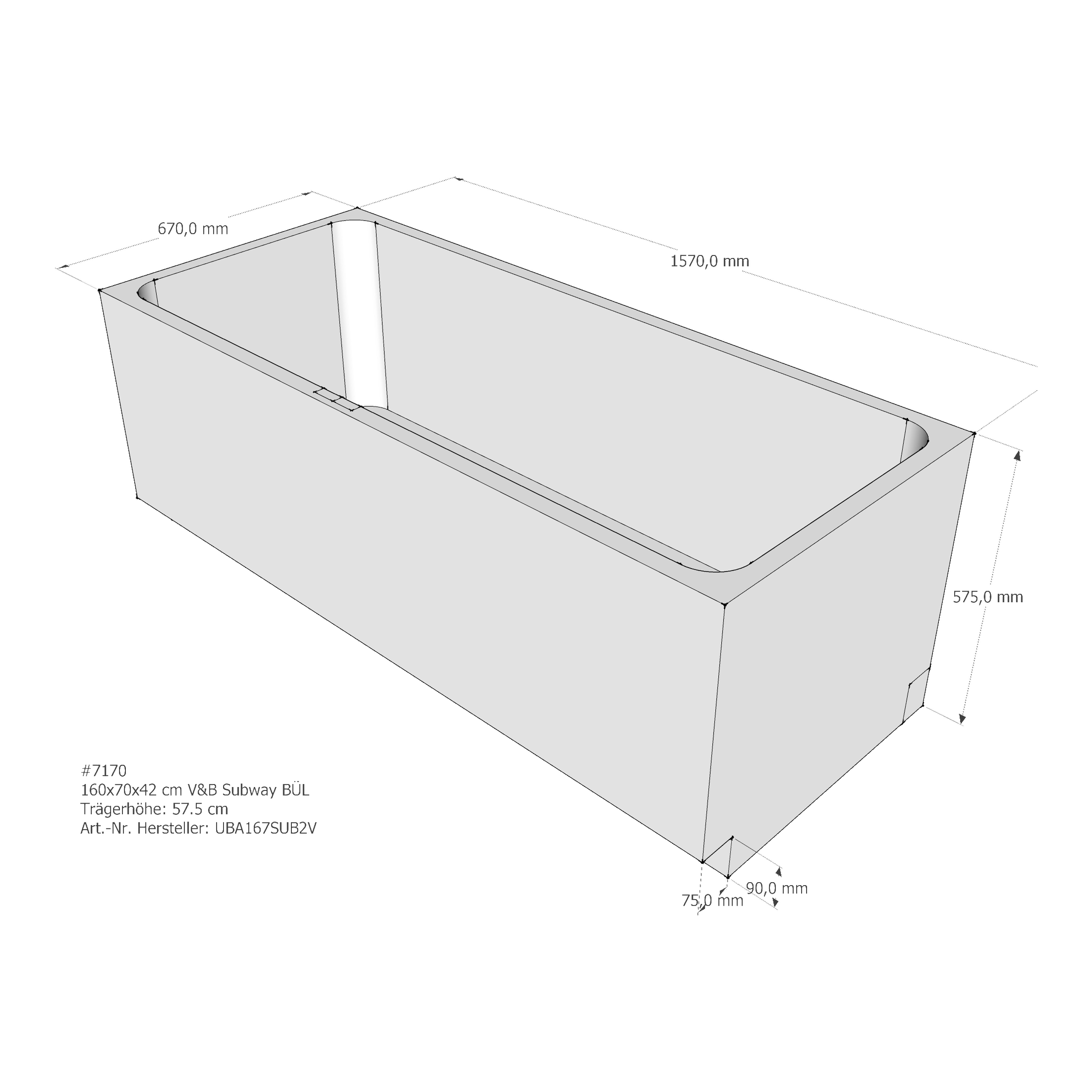 Badewannenträger für Villeroy & Boch Subway 160 × 70 × 42 cm Badewannenträger für Villeroy & Boch Subway 160 × 70 × 42 cm