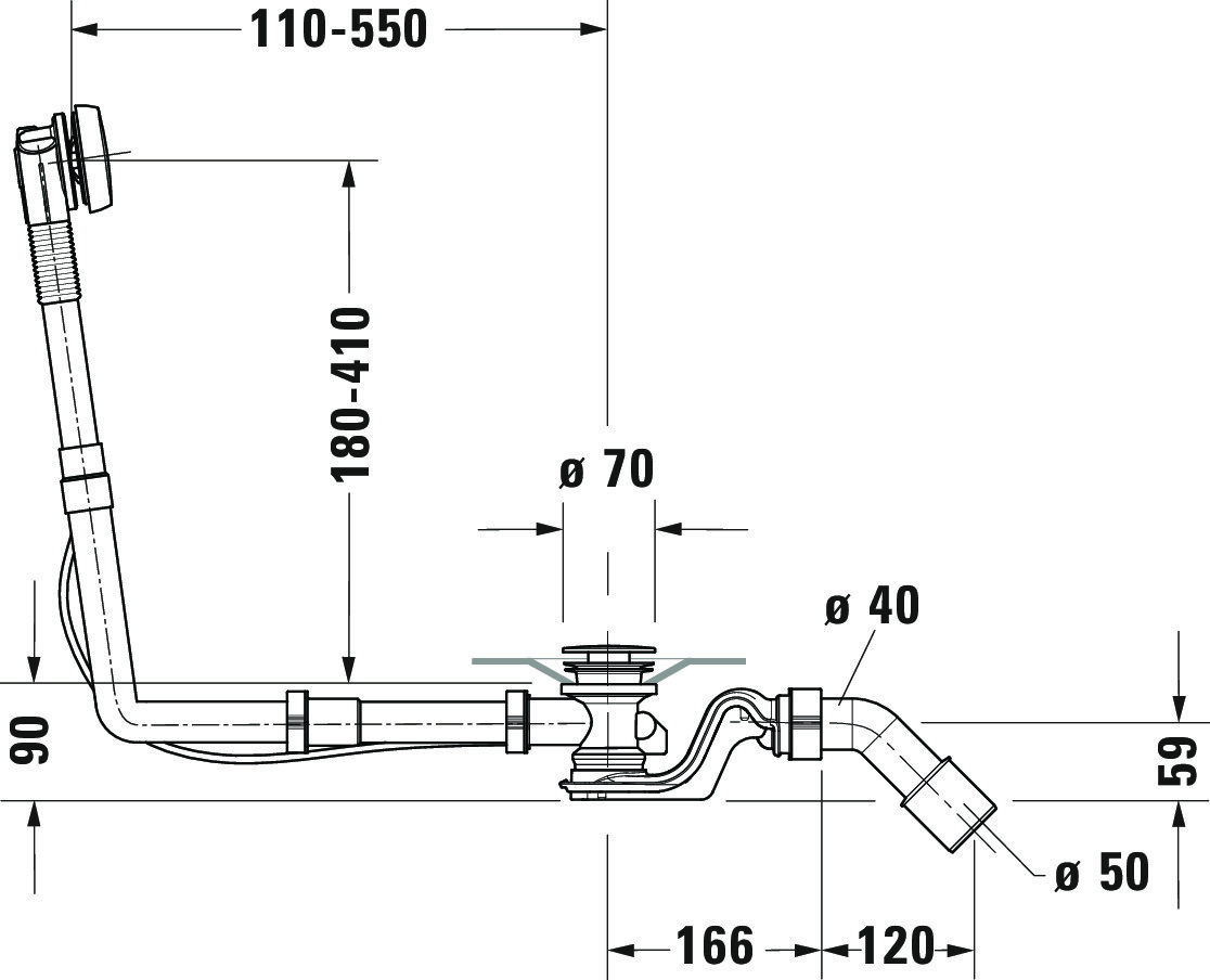 Duravit Ab- und Überlaufgarnitur für Badewannen Modell 792216