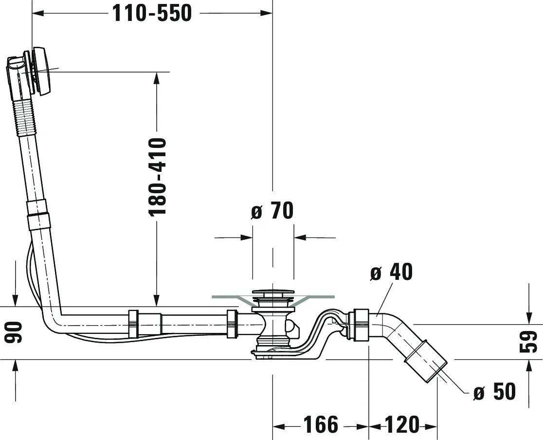 Duravit Ab- und Überlaufgarnitur für Badewannen Modell 792216 Duravit Ab- und Überlaufgarnitur für Badewannen Modell 792216