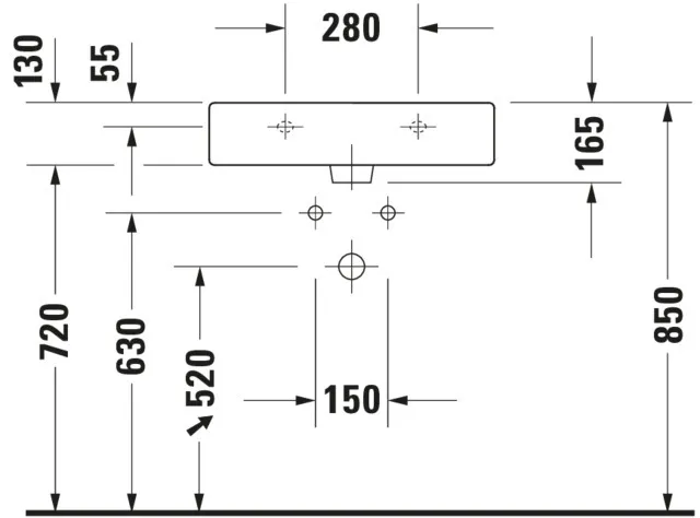 Wandwaschtisch „Vero“, mit Überlauf, Hahnlochposition mittig Wandwaschtisch „Vero“, mit Überlauf, Hahnlochposition mittig