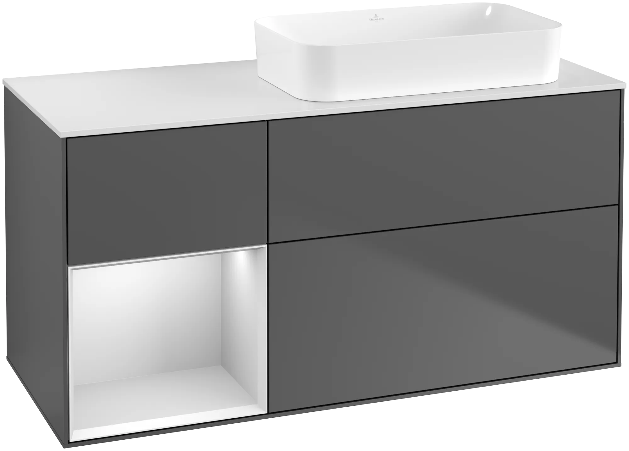Villeroy & Boch Waschbeckenunterschrank Finion G68, anthrazit matt lackiert / weiss matt