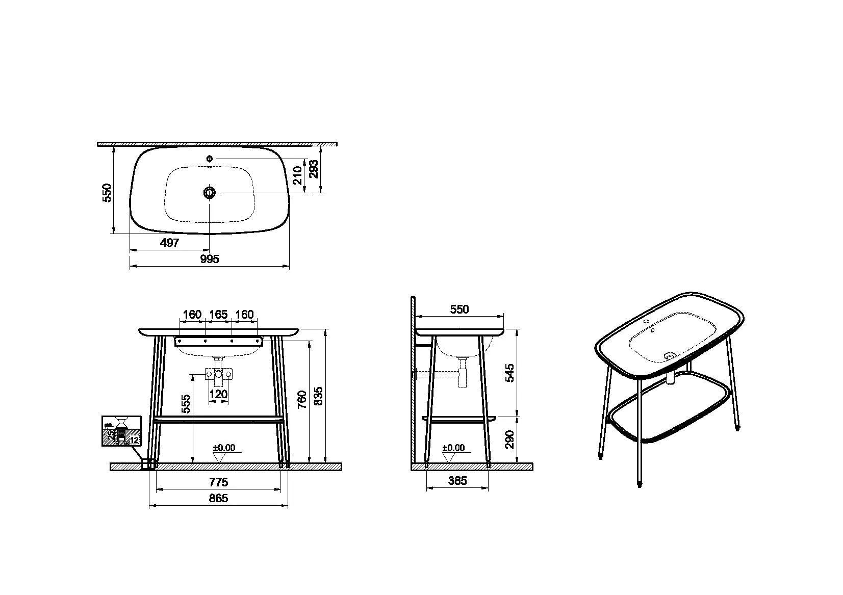 VitrA Plural Set 100 cm Waschtischunterbau + Möbelwaschtisch Eiche Dunkel Echtholz Rote Erde Matt VitrA Plural Set 100 cm Waschtischunterbau + Möbelwaschtisch Eiche Dunkel Echtholz Rote Erde Matt