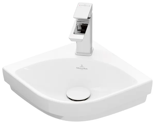 Villeroy & Boch Eck-Handwaschbecken „Subway 3.0“ 320 × 320 × 145 mm, mit Hahnlochbohrung, Hahnlochposition mittig in Weiß Alpin Villeroy & Boch Eck-Handwaschbecken „Subway 3.0“ 320 × 320 × 145 mm, mit Hahnlochbohrung, Hahnlochposition mittig in Weiß Alpin