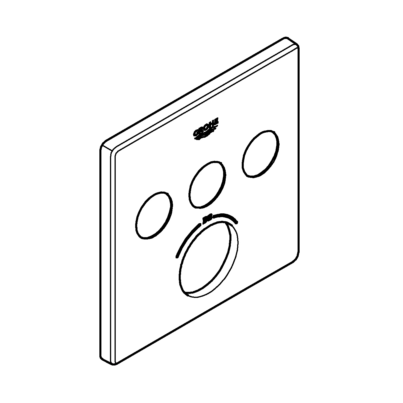 Rosette 49042, eckig, für SmartControl Unterputz, für Thermostat mit 3 Absperrventilen, chrom