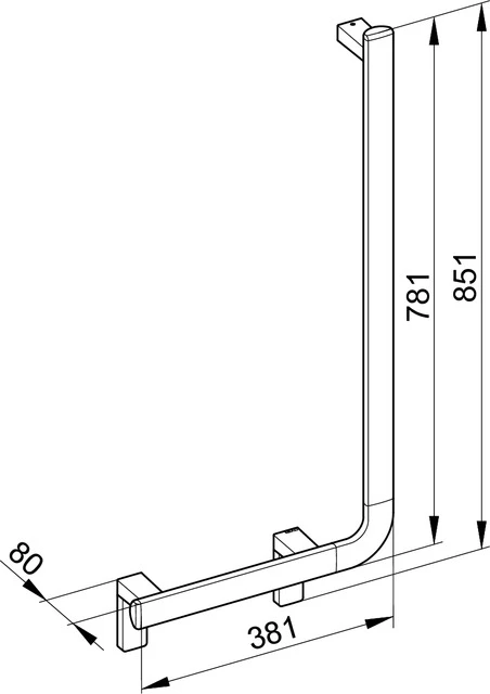 KEUCO Winkelgriff „Axess“ 400 × 800 mm Ausführung rechts, in Silber (eloxiert)