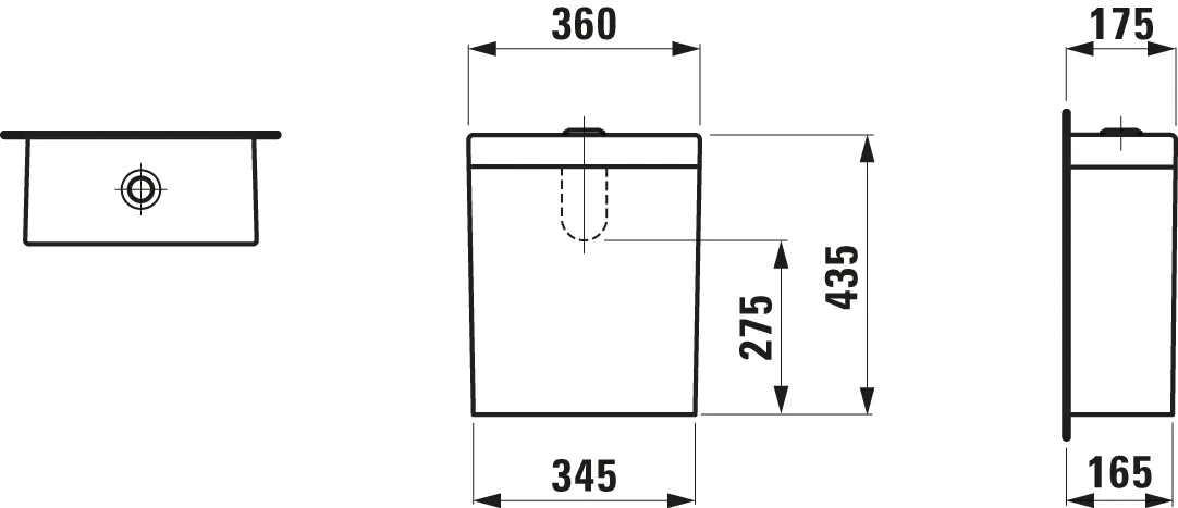 Spülkasten PALOMBA 175x360x435 Wasseranschluss hinten weiß