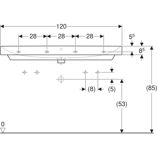 Wandwaschtisch „Smyle Square“, rechteckig, mit Überlauf, Hahnlochposition links und rechts 120 × 48 cm in weiß alpin Wandwaschtisch „Smyle Square“, rechteckig, mit Überlauf, Hahnlochposition links und rechts 120 × 48 cm in weiß alpin
