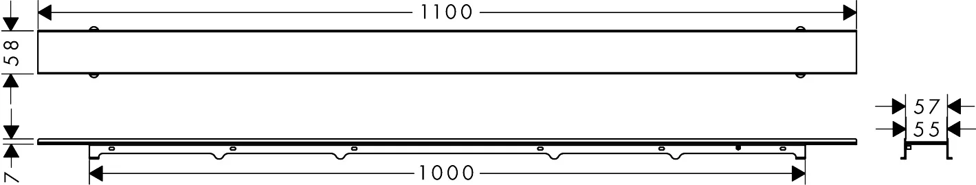 Hansgrohe RainDrain Rock Duschrinne 1100 mm, kürzbar und befliesbar Hansgrohe RainDrain Rock Duschrinne 1100 mm, kürzbar und befliesbar
