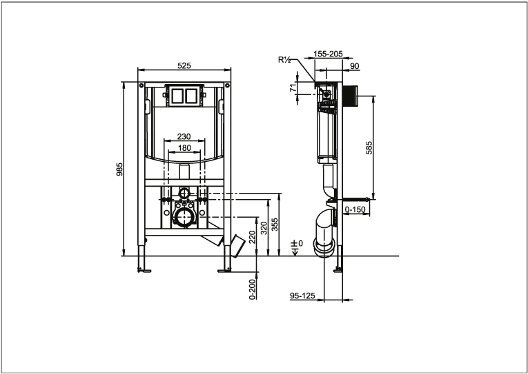 WC-Vorwandelement ViConnect Installationssysteme 922478, 525 x 985 x 155 mm, für Trockenbau