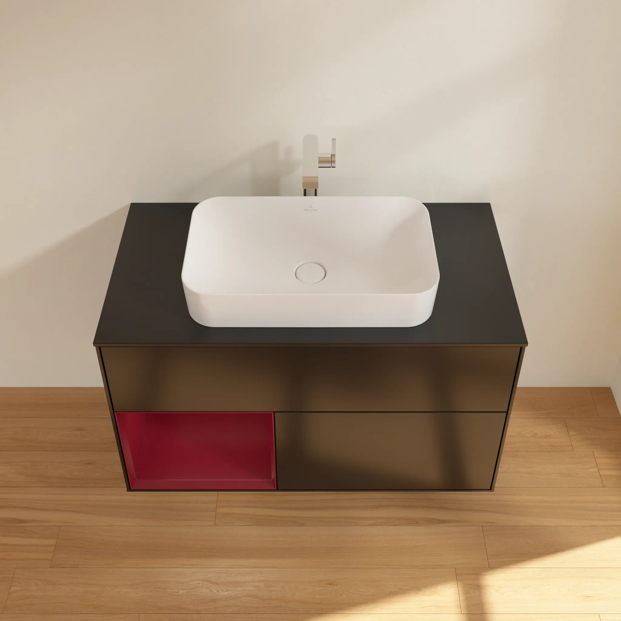Villeroy & Boch Waschbeckenunterschrank Finion G24, 1000x603x501 mm, Black Matt Lacquer mit Beleuchtung und Push-to-open Funktion Villeroy & Boch Waschbeckenunterschrank Finion G24, 1000x603x501 mm, Black Matt Lacquer mit Beleuchtung und Push-to-open Funktion