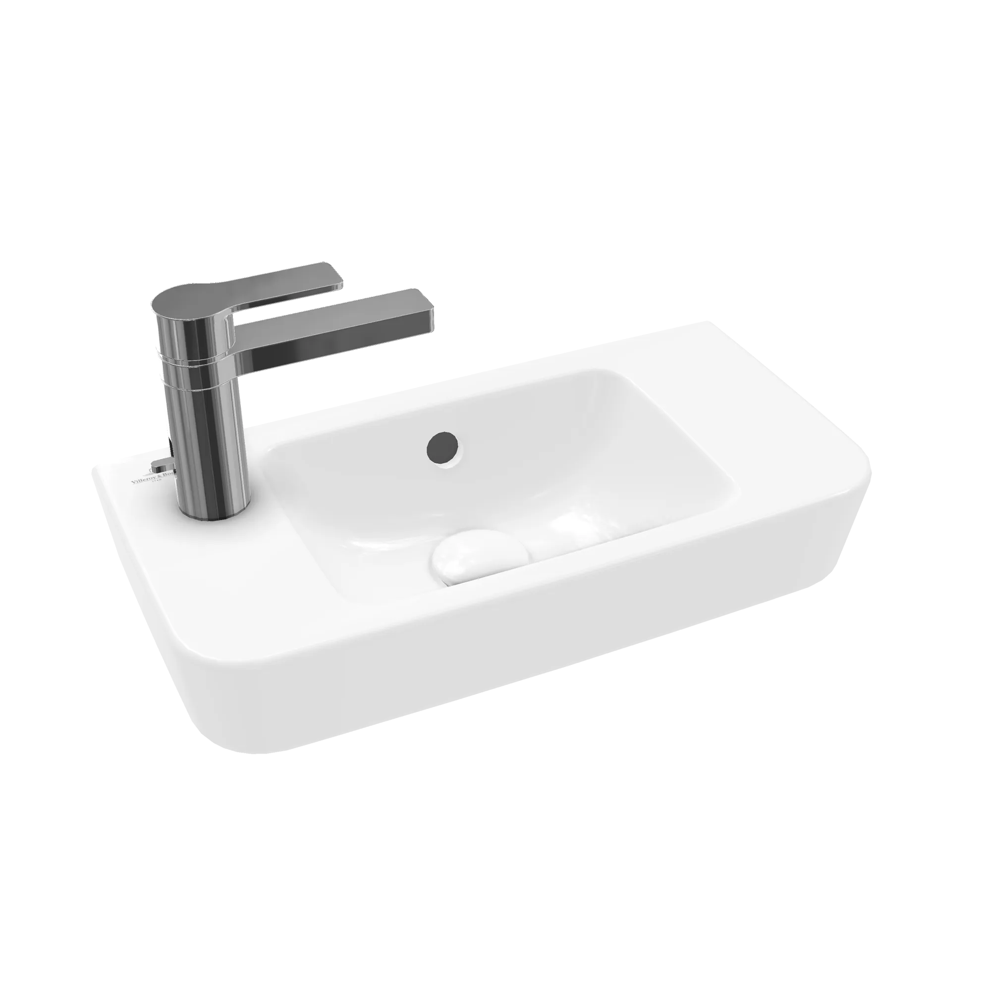 Villeroy & Boch Handwaschbecken „O.novo“ Compact 500 × 250 × 145 mm, für Becken mittig, mit Hahnlochbohrung, Hahnlochposition links in Weiß Alpin Villeroy & Boch Handwaschbecken „O.novo“ Compact 500 × 250 × 145 mm, für Becken mittig, mit Hahnlochbohrung, Hahnlochposition links in Weiß Alpin