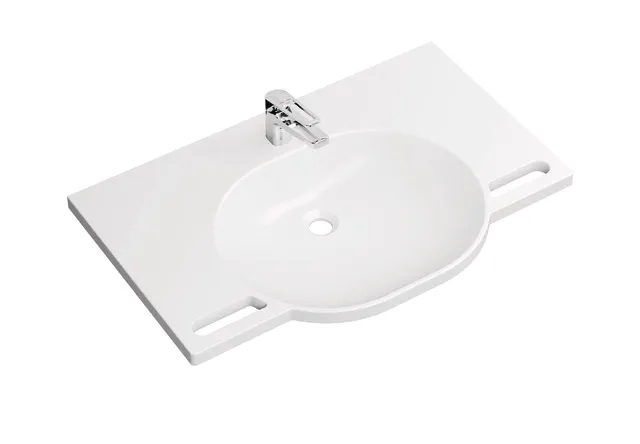 HEWI Produktset Waschtisch und Armatur PG87, alpinweiß, 850x550mm HEWI Produktset Waschtisch und Armatur PG87, alpinweiß, 850x550mm