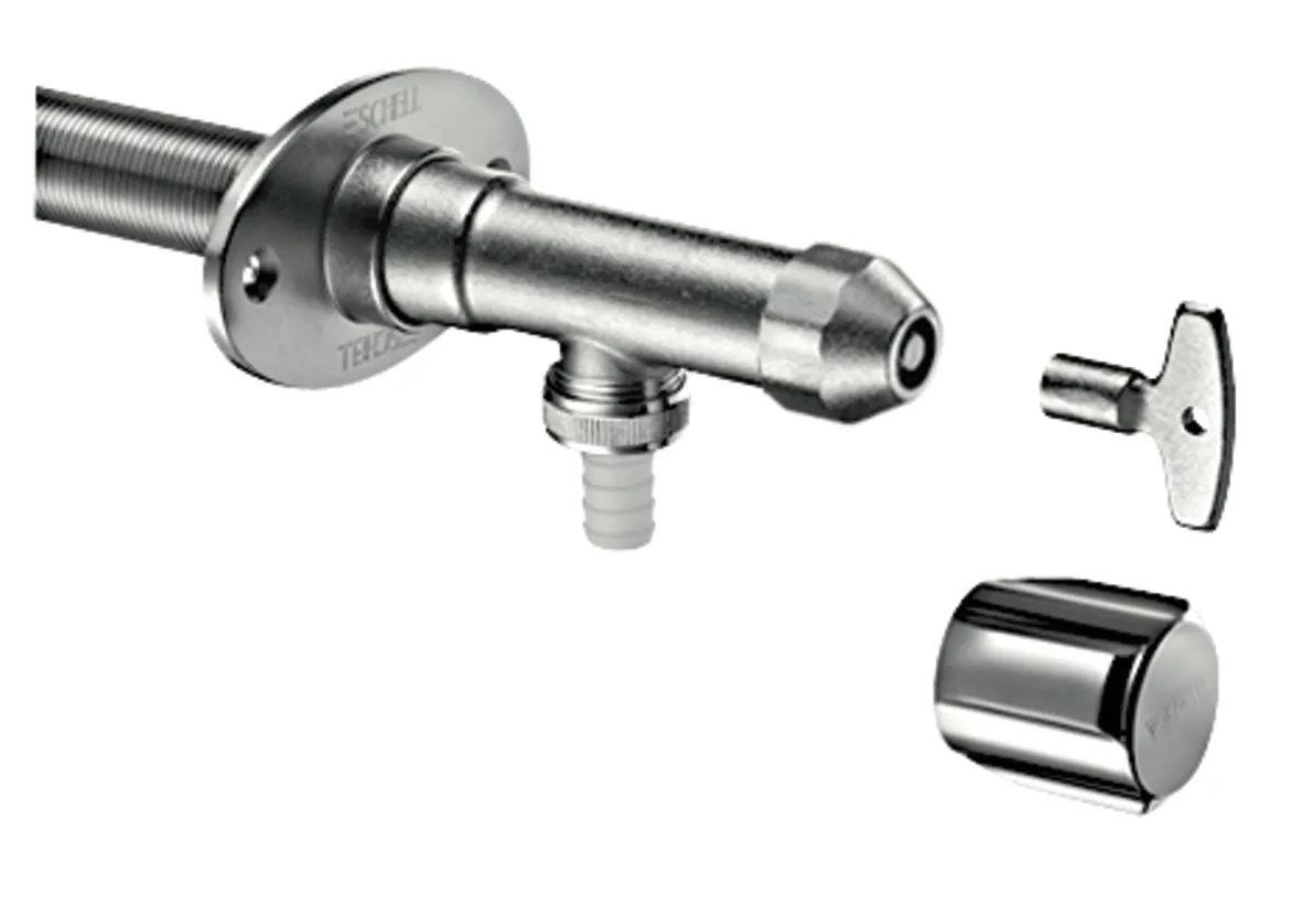 Außenwandarmatur POLAR II, Frostsicher Set, Rückflussverhinderer RV, DN 15 G 1/2 AG, Schlauchverschraubung Ø 14,5 mm (DN 20 G 3/4 AG), mattchrom Außenwandarmatur POLAR II, Frostsicher Set, Rückflussverhinderer RV, DN 15 G 1/2 AG, Schlauchverschraubung Ø 14,5 mm (DN 20 G 3/4 AG), mattchrom