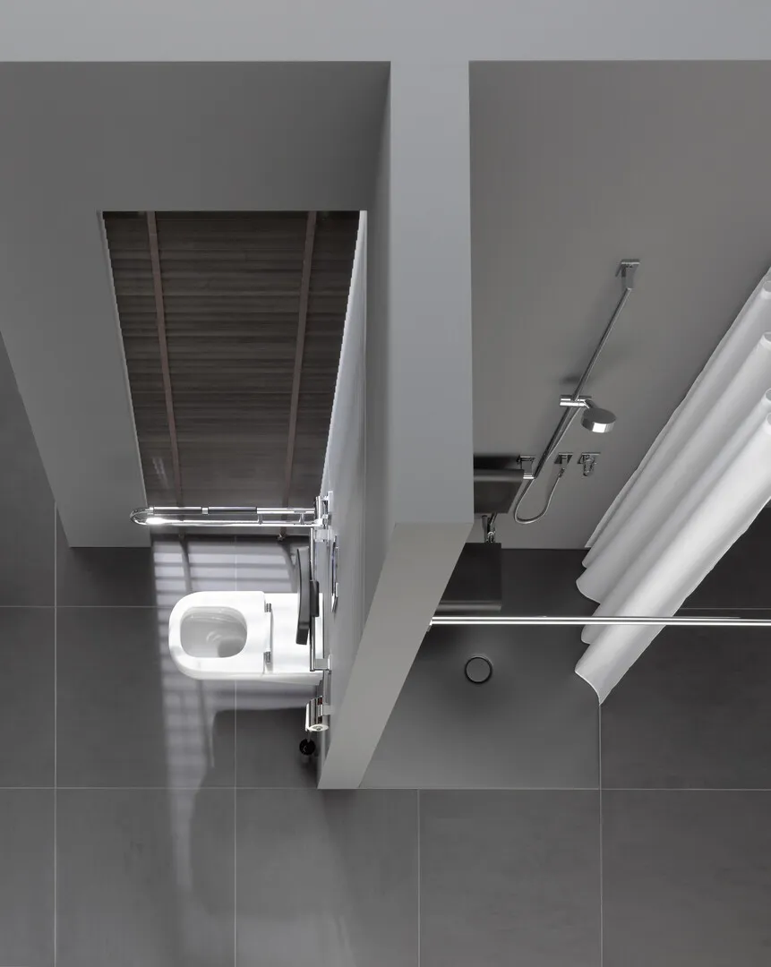 emco Stützklappgriff „system 2“ 850 mm in chrom / schwarz emco Stützklappgriff „system 2“ 850 mm in chrom / schwarz