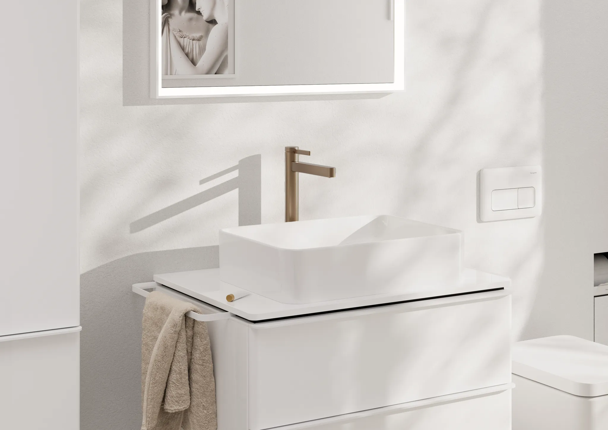 Hansgrohe Finoris Einhebel-Waschtischmischer 260 CoolStart, Brushed Bronze, Ausladung 208 mm, Auslaufhöhe 264 mm Hansgrohe Finoris Einhebel-Waschtischmischer 260 CoolStart, Brushed Bronze, Ausladung 208 mm, Auslaufhöhe 264 mm