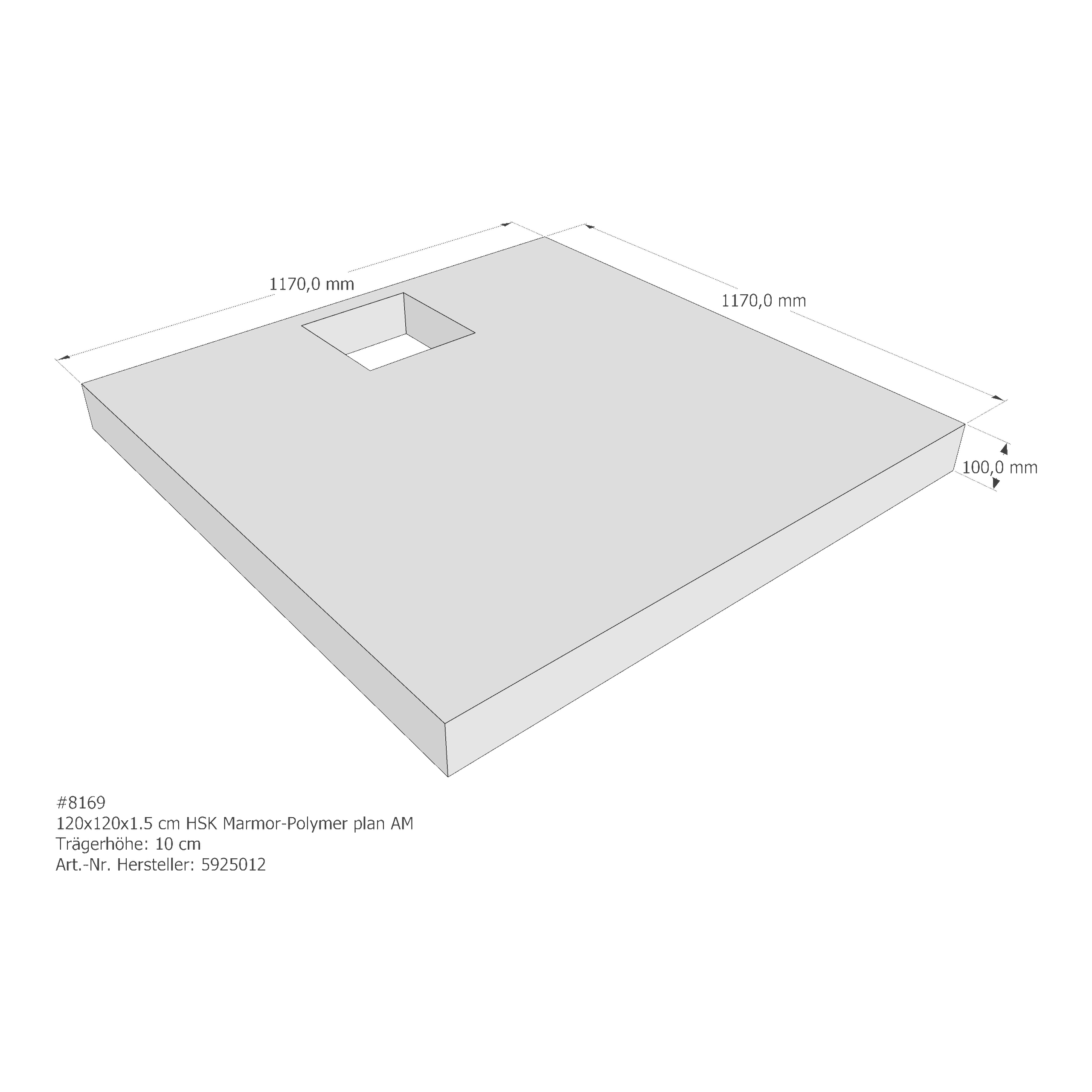 Duschwannenträger HSK Marmor-Polymer plan 120x120x1,5 cm AM
