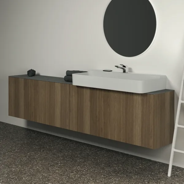 Ideal Standard Waschtischunterschrank „Conca“ 238,5 × 54 × 37,3 cm Walnuss dunkel Furnier Ideal Standard Waschtischunterschrank „Conca“ 238,5 × 54 × 37,3 cm Walnuss dunkel Furnier
