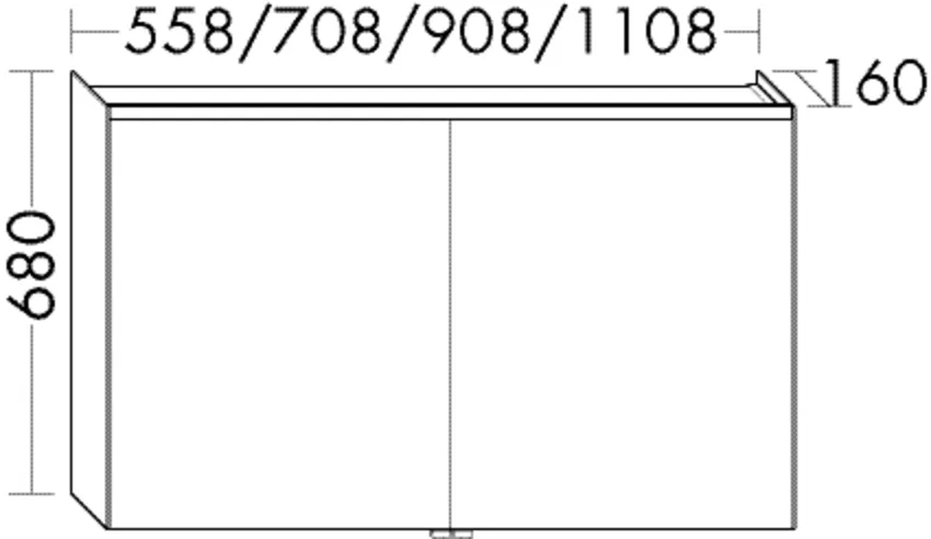 Spiegelschrank Iveo von burgbad - beidseitig verspiegelt, LED-Beleuchtung 4200 K, Anthrazitgrau, 1108 x 160 x 680 mm