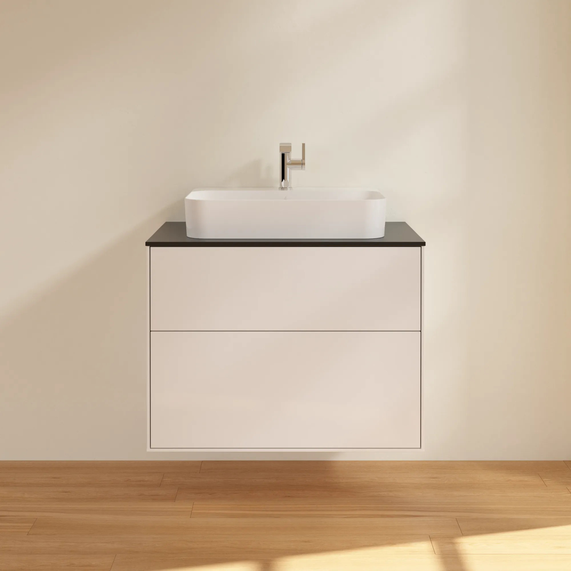Villeroy & Boch Finion Waschbeckenunterschrank F34 800x603x501mm Glossy White Lacquer / Glass Black Matt Villeroy & Boch Finion Waschbeckenunterschrank F34 800x603x501mm Glossy White Lacquer / Glass Black Matt